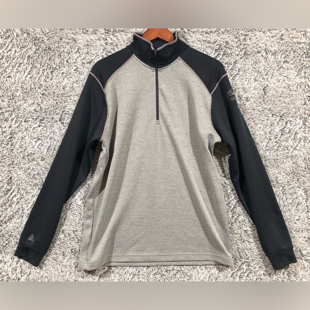 ANTIGUA 1/4 Quarter Zip Pullover Men's L Gray Black Golf Jacket Ruttger's Logo